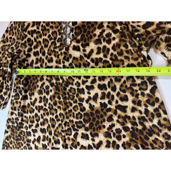 Chelsea Taylor Womens 2X Cheetah Print Dress Gold Rings Animal Print (bin LL179) - Picture 6 of 9